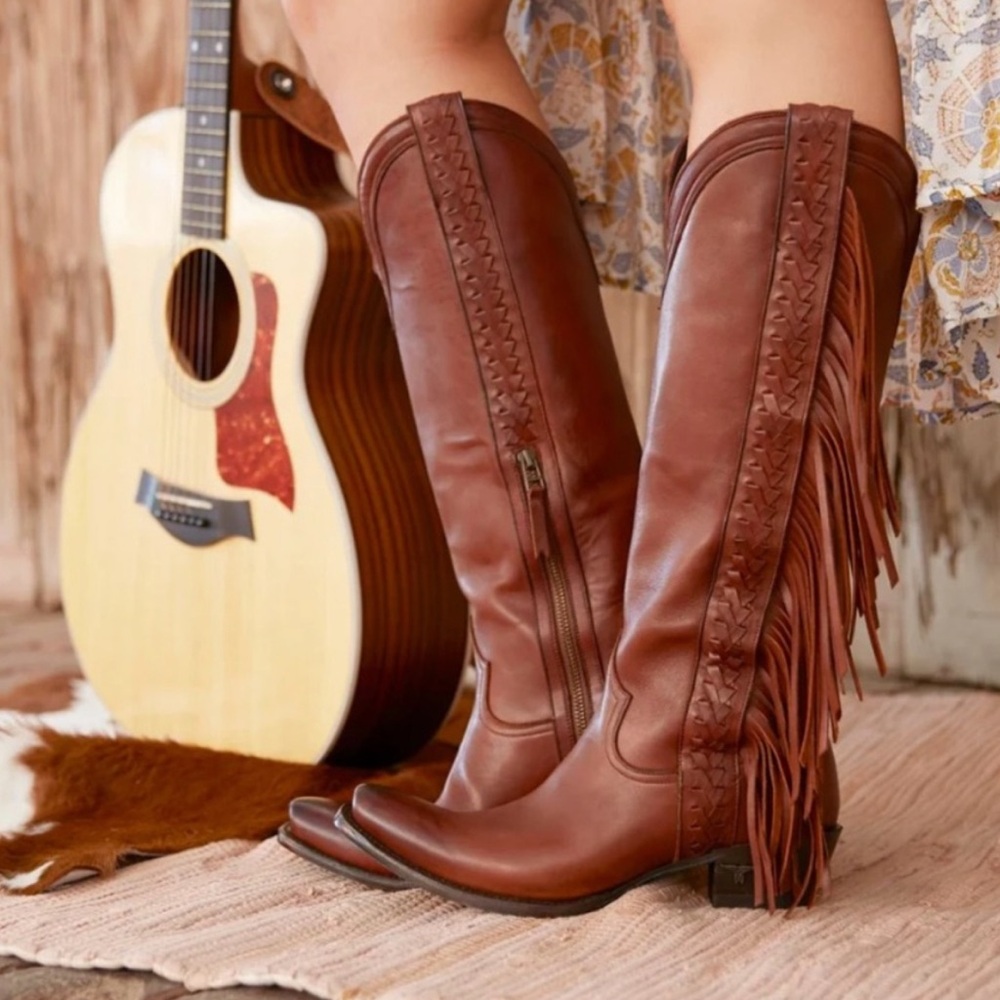 Lane Katori Cowboy Boots 9 Brown Leather Tall Cutter Toe $350